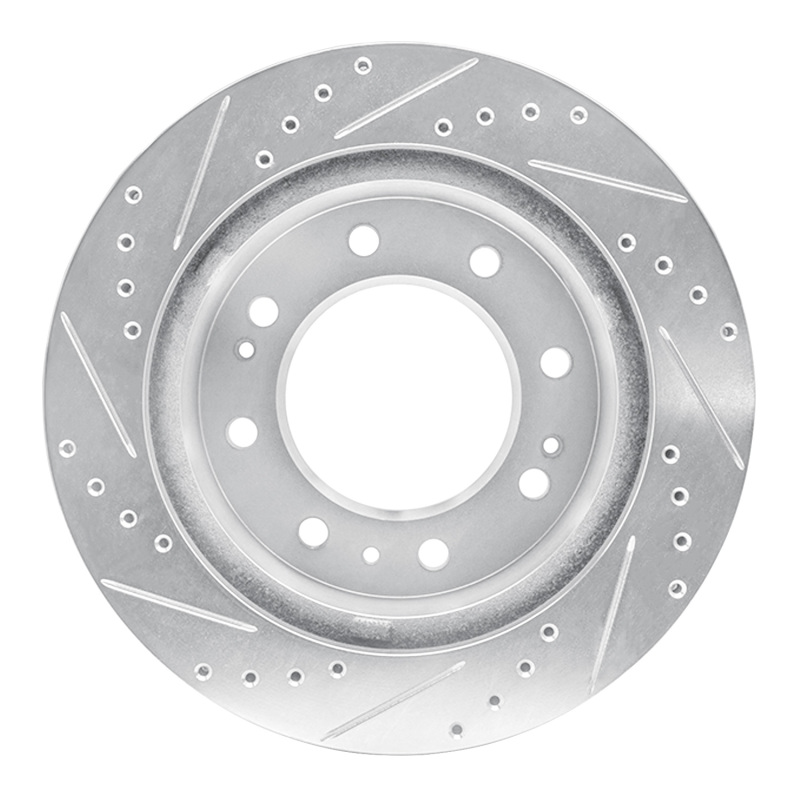Chevrolet Silverado 3500 HD Brake Rotor (1) - Front Right - R1 Concepts - Drilled & Slotted - Silver - `11-`25